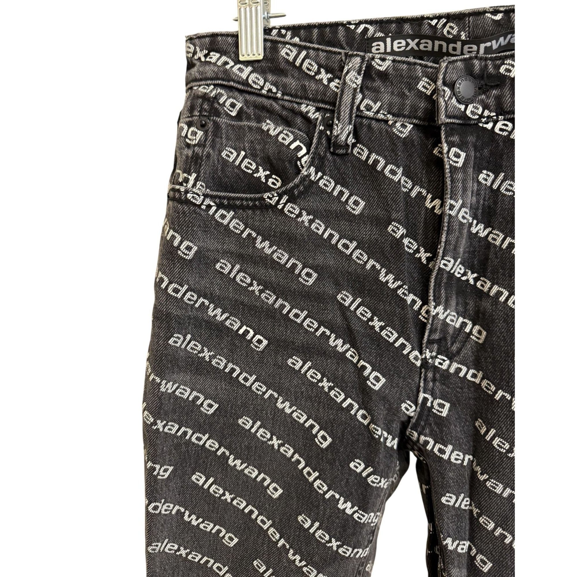 Alexander Wang Alexander Wang Black & White Logo Print Denim Jeans Straight Size 26" / US 2 / IT 38 - 5 Thumbnail