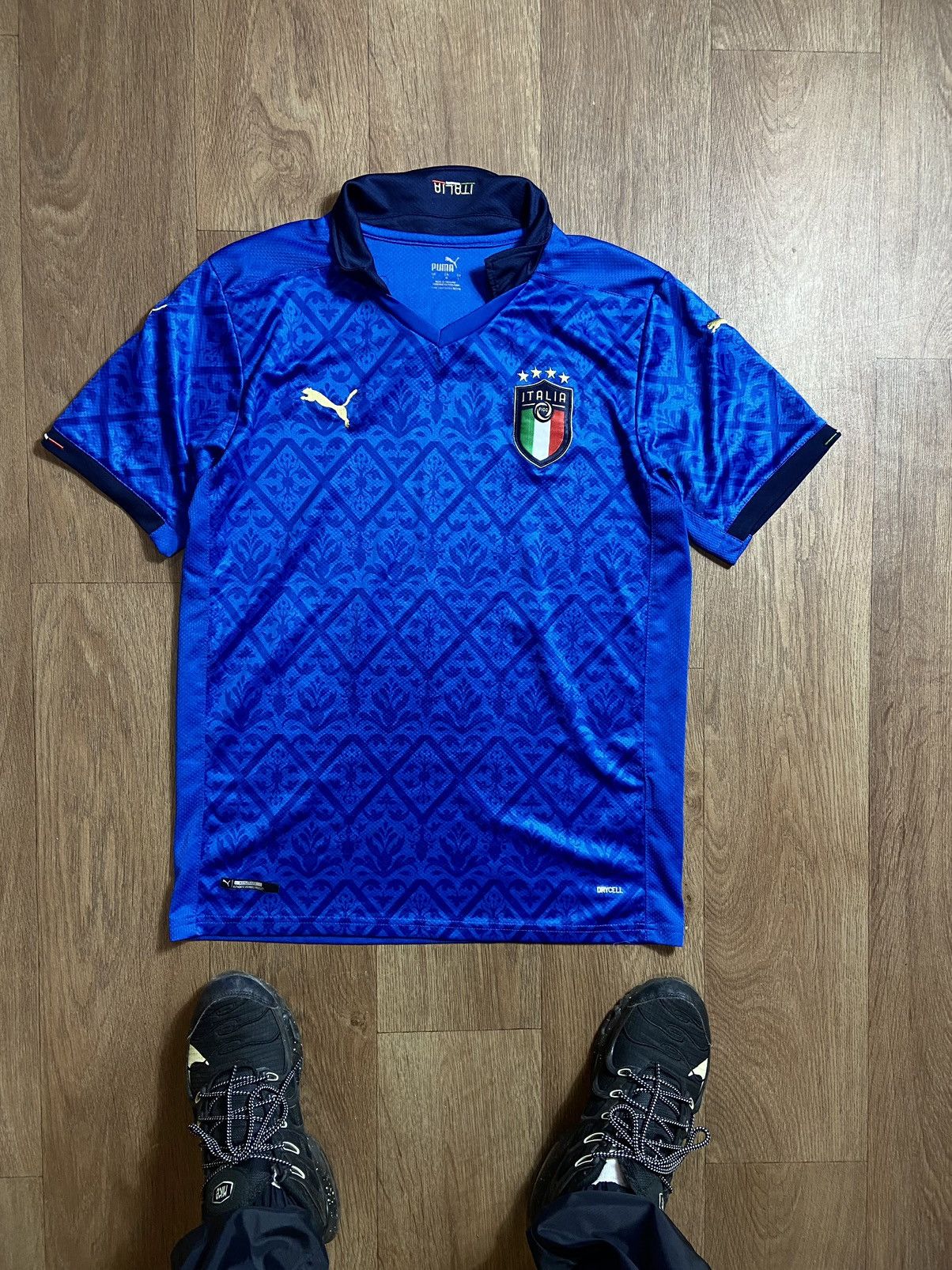 DRILL SOCCER JERSEY ITALIA NATIONAL TEAM BLUE Y2K MENS SHIRT