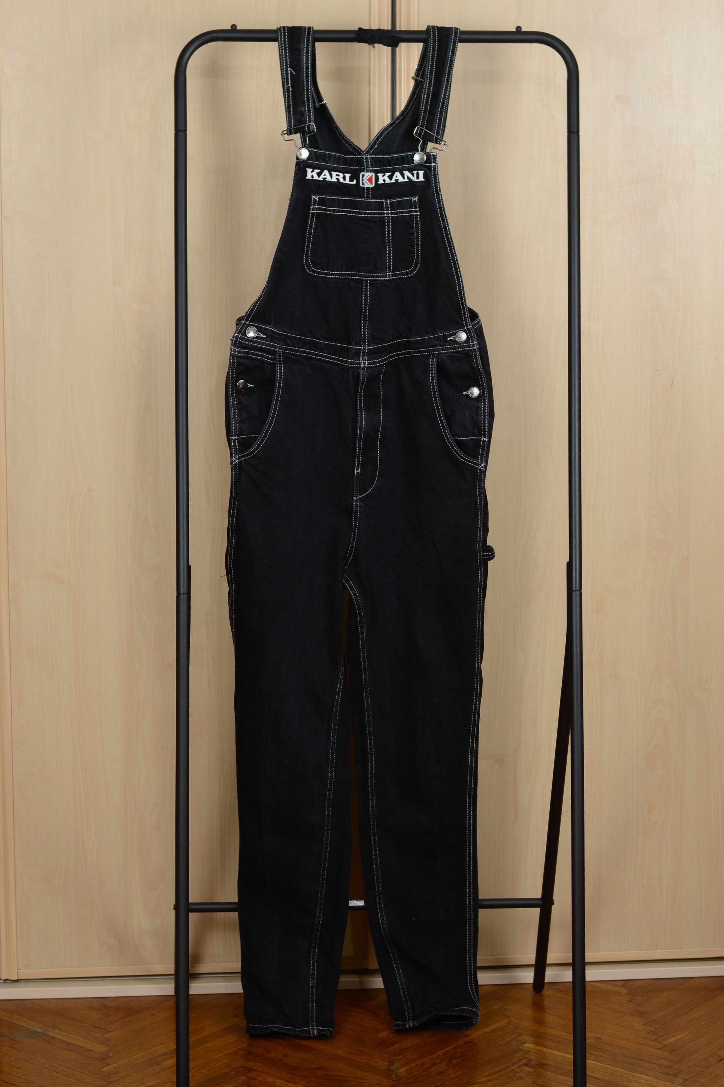 Karl Kani Black Denim Overalls Baggy Streetwear Vintage