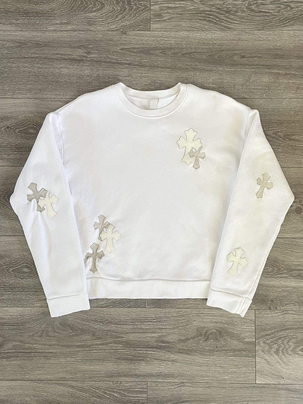 image of Chrome Hearts 22 Crosspatch Sweater in White, Women's (Size Small)