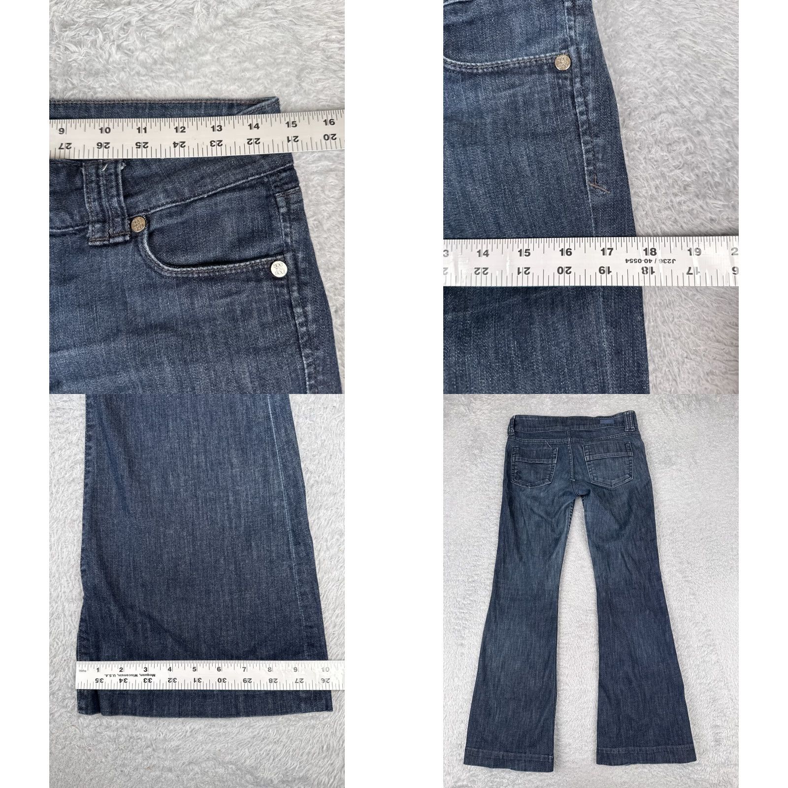 Vintage See Thru Soul Jeans Womens 27 Blue Denim Flared Low Rise 28x31 Size 27" / US 4 / IT 40 - 9 Thumbnail