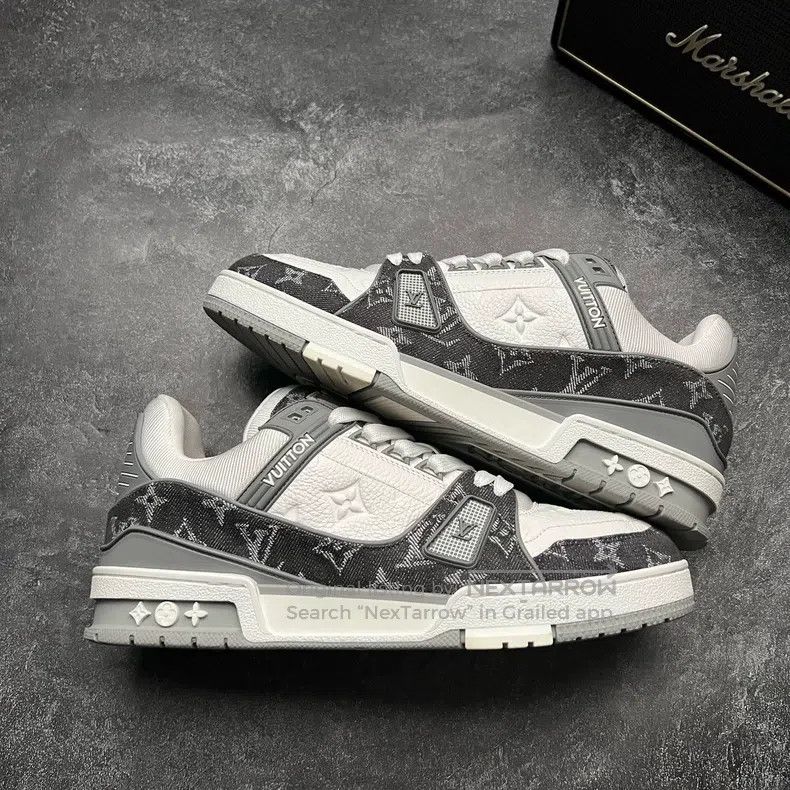 Louis Vuitton Louis Vuitton TRAINER Grey and White Denim shoes Size US 7.5 / EU 40-41 - 6 Thumbnail