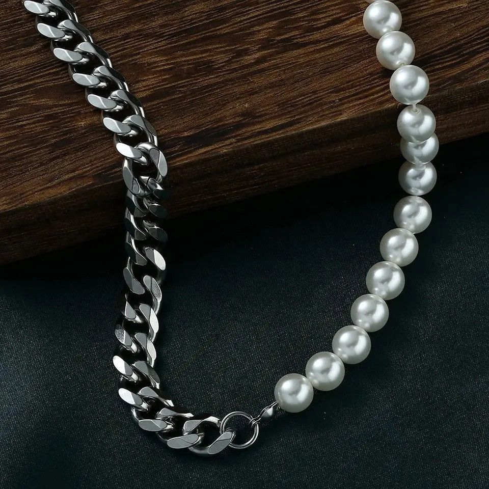 Jewelry Pearl Half Chain Necklace Size ONE SIZE - 2 Thumbnail