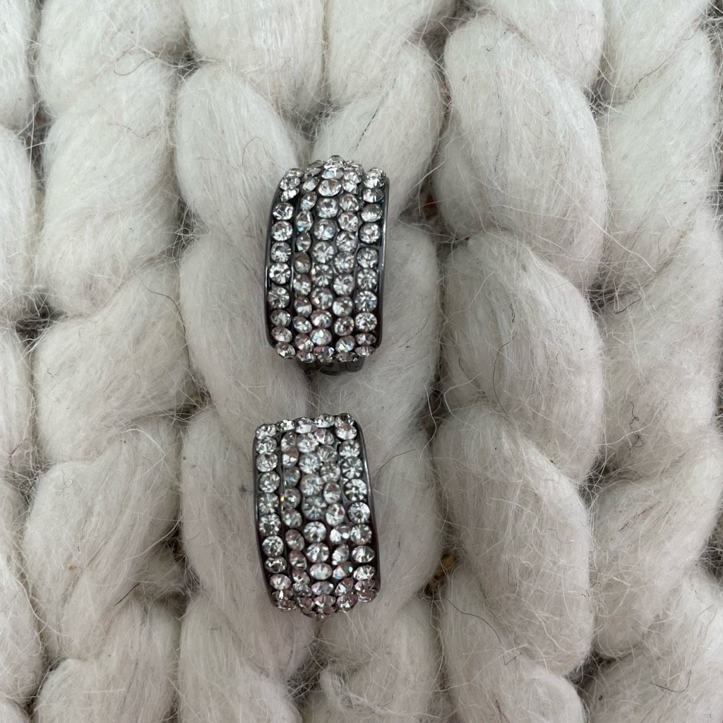 Other C-Shape Rhinestone Crystal Clip On Earrings Gunmetal Size ONE SIZE - 2 Thumbnail
