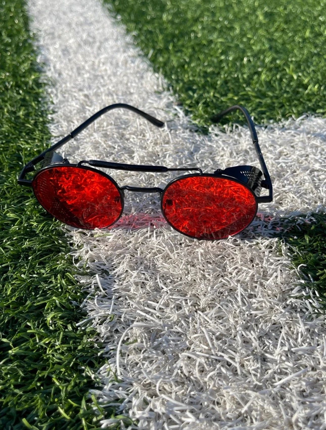 Vintage Vintage Red Lens Round Steampunk Sunglasses Size ONE SIZE - 2 Thumbnail