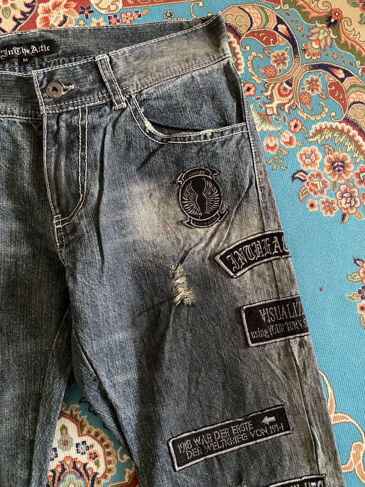 In The Attic In The Attic Japan Sublimation Patchwork Punk Denim Size US 31 - 8 Thumbnail