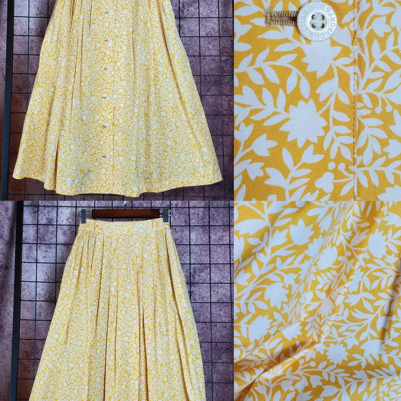 Dior Dior Yellow Floral Cotton Midi Skirt for Summer 0089 Size 24" / US 00 / IT 34 - 1 Thumbnail