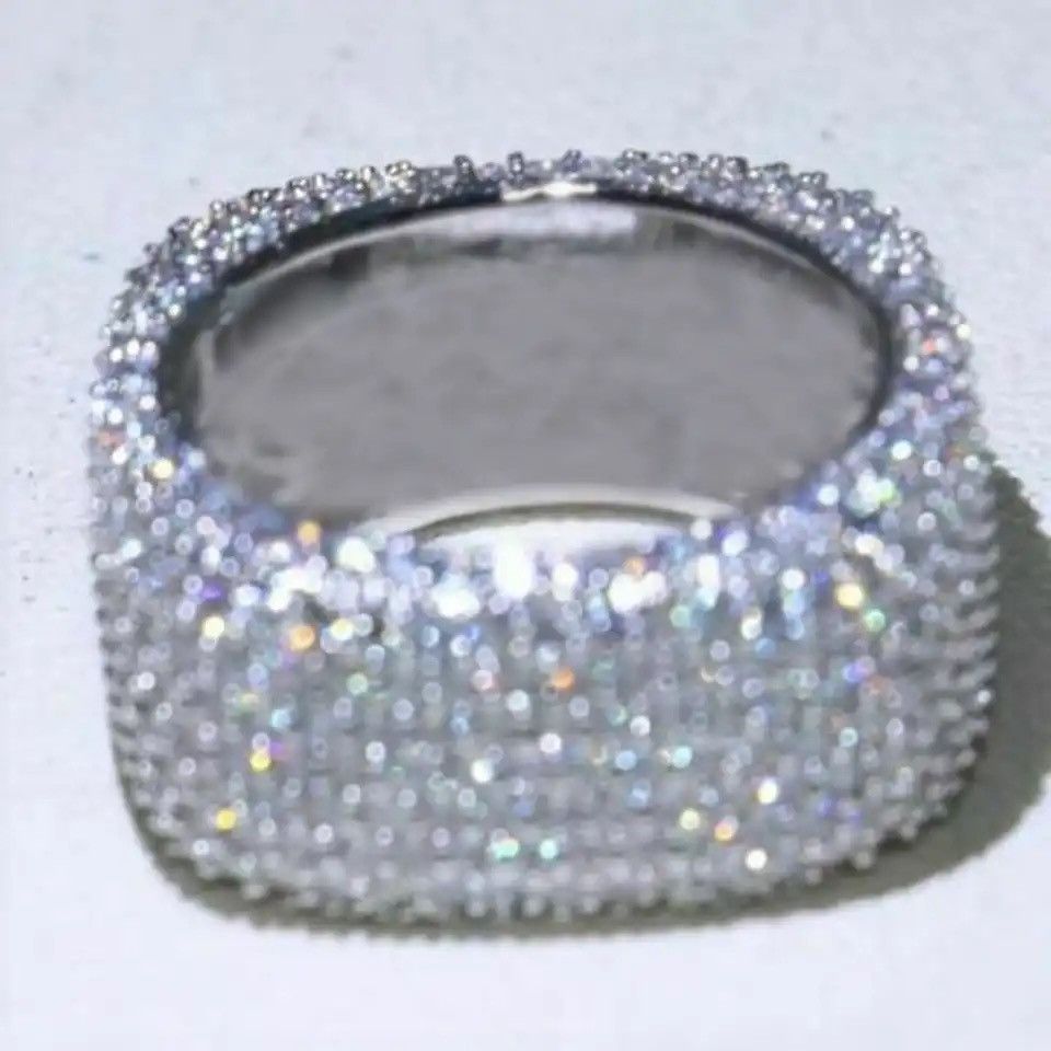 Jewelry × Vintage Cubic Zirconia Rings Geometric Square Band Design Luxury Size ONE SIZE - 3 Thumbnail