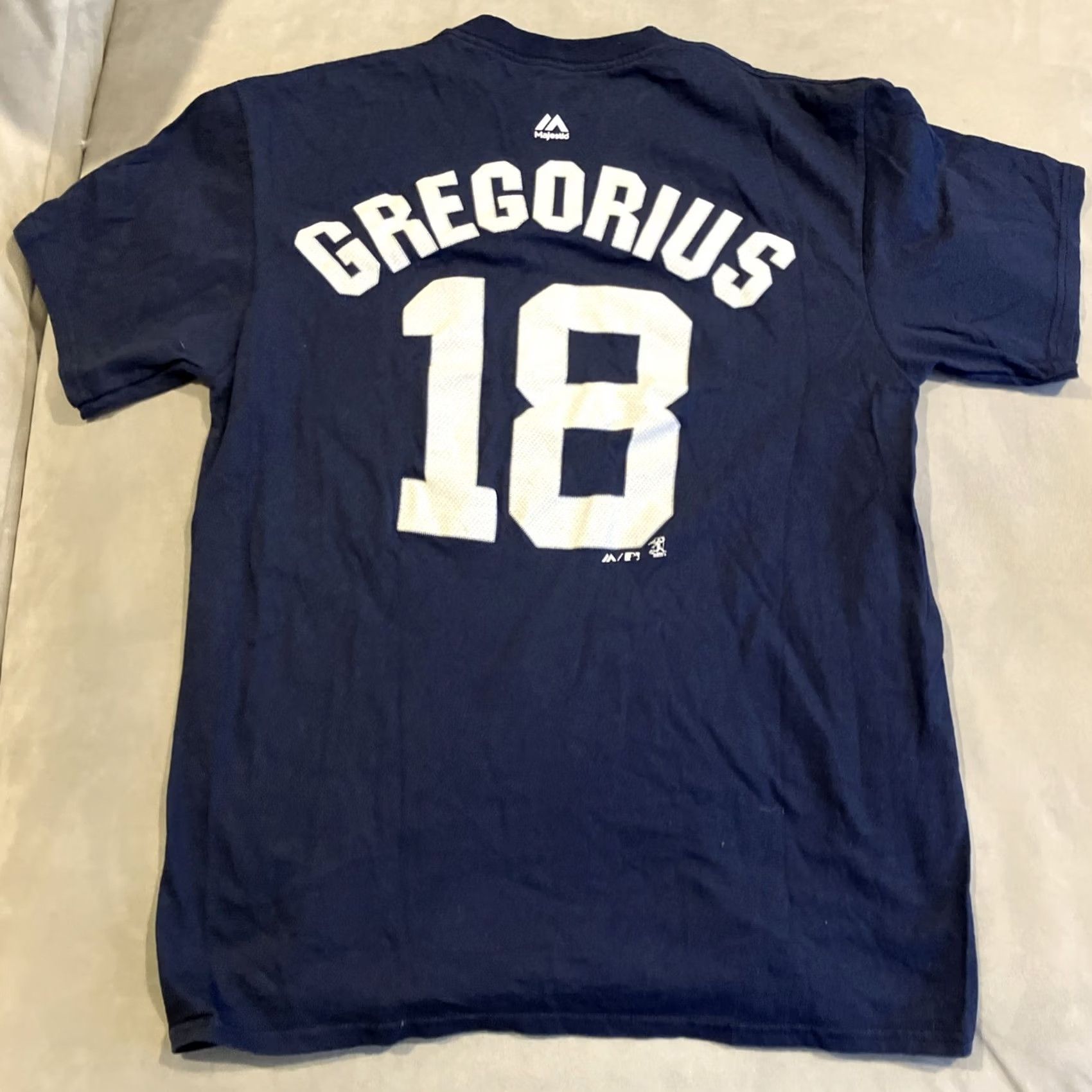 X-LARGE Majestic - New York Yankees - Didi Gregorius - #18 Player Jersey T Shirt - Large - Blue - Cotton - Short Sleeve - Crew Neck - Men Size US L / EU 52-54 / 3 - 3 Thumbnail