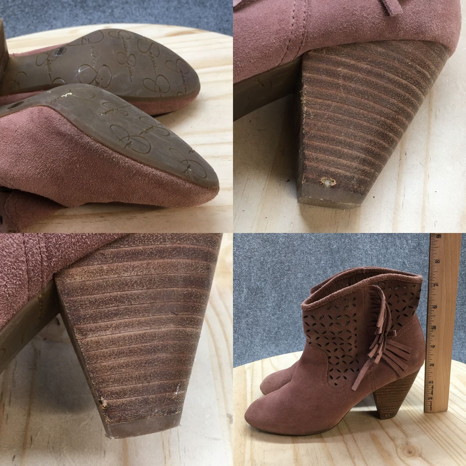 Jessica Simpson Jessica Simpson Boots Women's Fringe Ankle Booties Suede Pink Pull On 8.5M High Heel Size US 9 / IT 39 - 9 Thumbnail