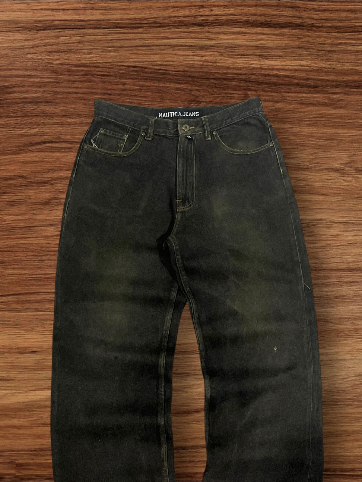 Le Grande Bleu (L.G.B.) × Nautica ⚡️Baggy⚡️Sick Nautica Grunge Style Distressed Frayed Leg Jeans Size US 32 / EU 48 - 3 Thumbnail