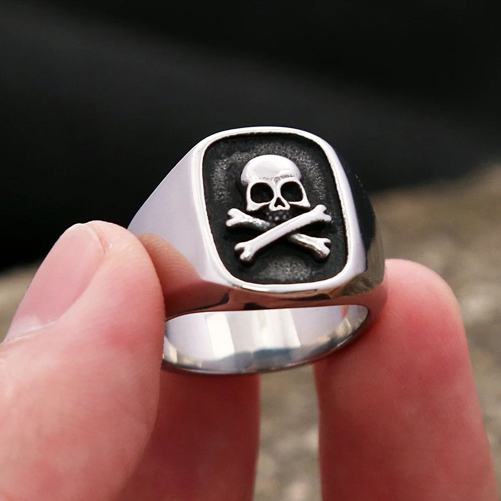 Vintage 316L Stainless Steel Skull Ring Size ONE SIZE - 1 Thumbnail