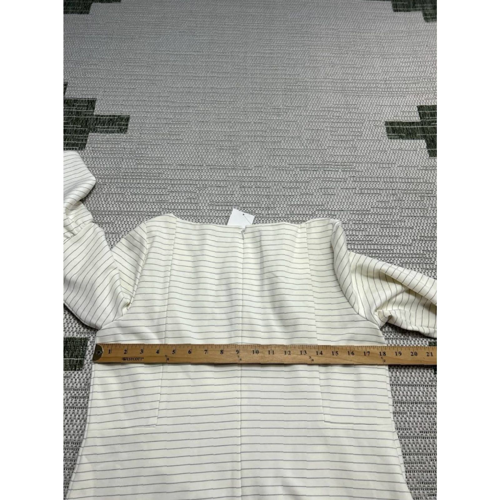 Vintage Lafayette 148 Dress Womens M Ivory Black Blouson Short Sleeve 3/4 Zip Round Neck Business Summer Spring Fall Womens Size M / US 6-8 / IT 42-44 - 6 Thumbnail