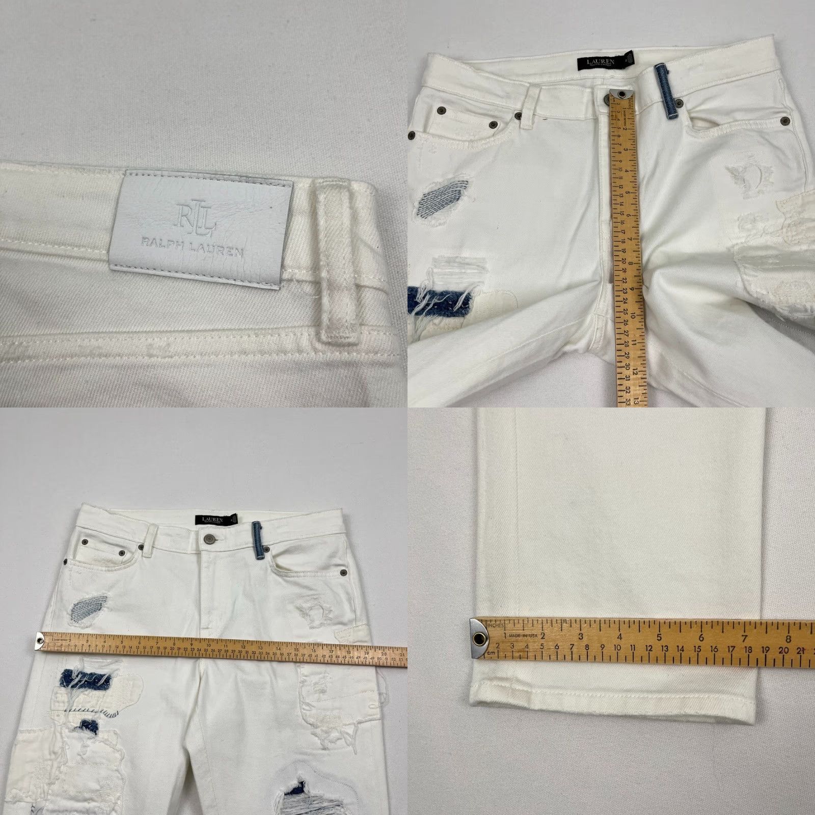 Ralph Lauren Lauren Ralph Lauren Jeans Womens Size 10 W33 L26 White Distressed Straight Ankle Pants Size 32" / US 10 / IT 46 - 8 Thumbnail