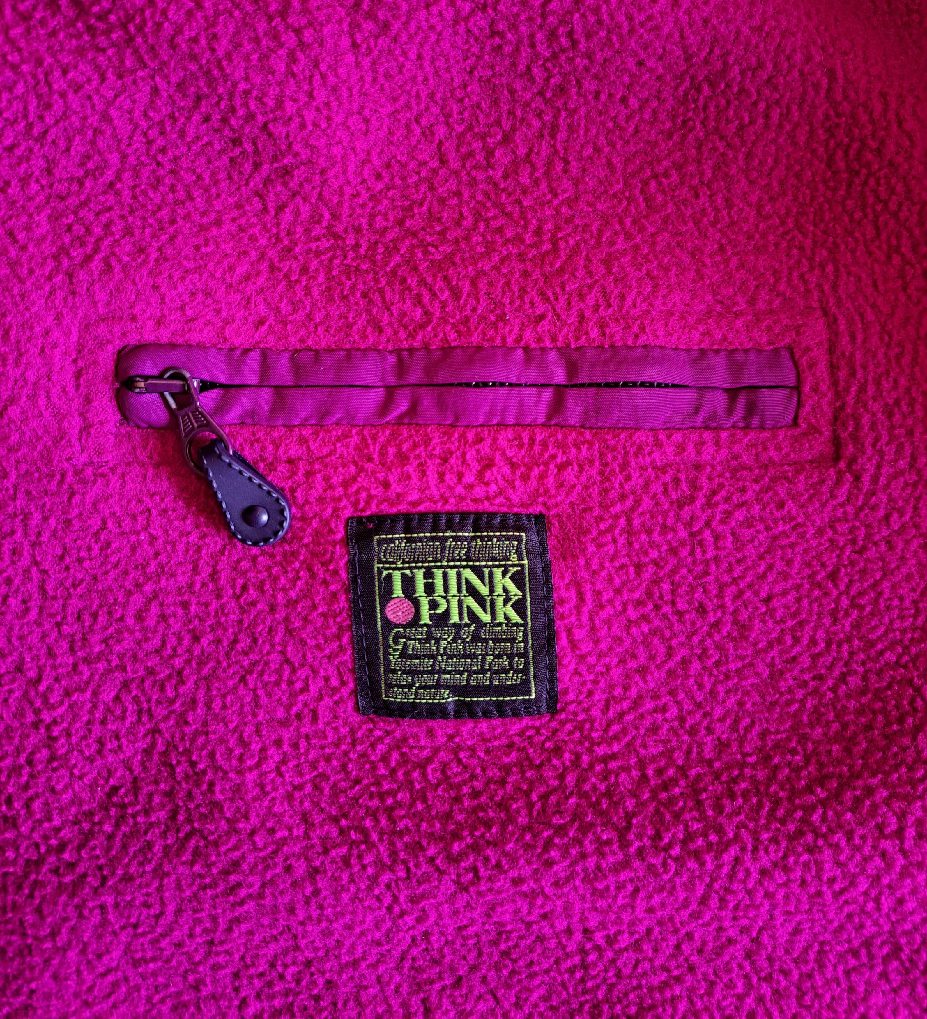Vintage Vintage THINK PINK 1/4 Zip Fleece Boxy Fit Pink Size L Size US L / EU 52-54 / 3 - 3 Thumbnail