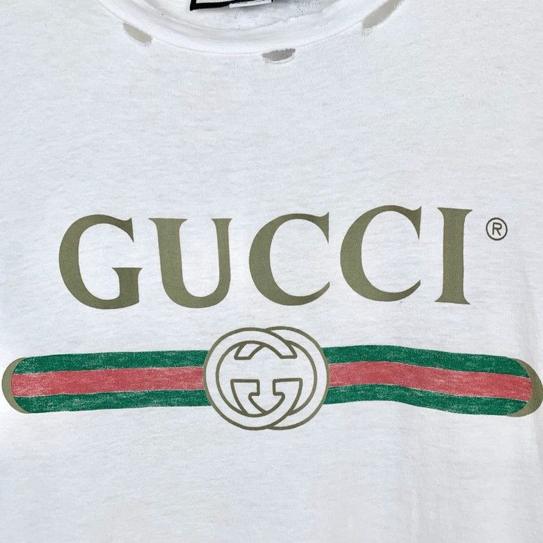 Gucci Gucci Logo letter print floral embroidery round neck white Size US XXS / EU 40 - 4 Thumbnail