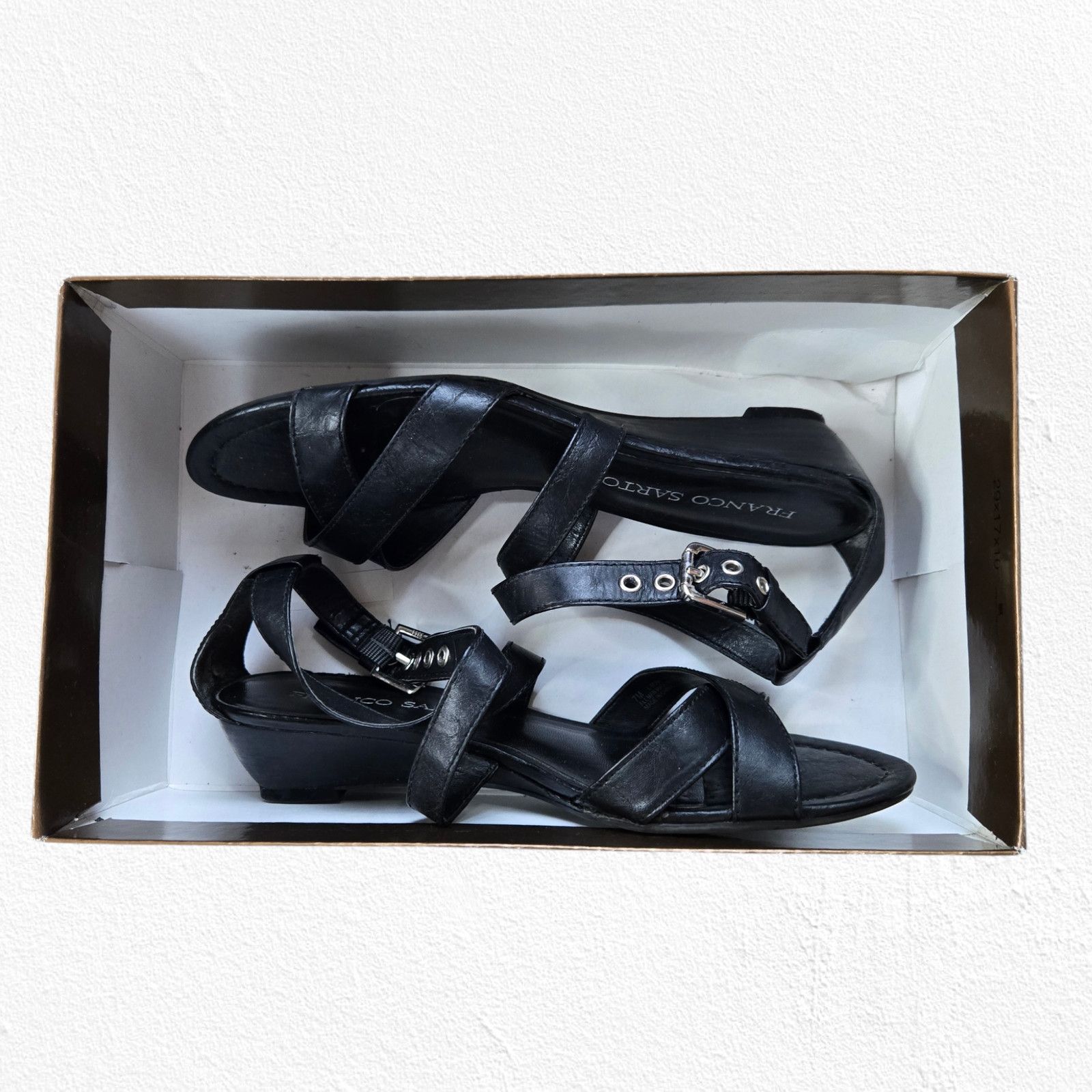 Franco Sarto Franco Sarto Black Strappy Open Toe Wedge Sandals Size 7 Size US 7 / IT 37 - 11 Thumbnail