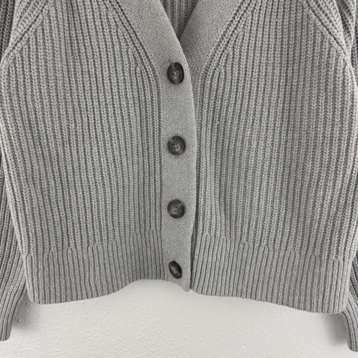 Old Navy OLD NAVY Light Grey Shaker-Stitch Cardigan Sweater Size M / US 6-8 / IT 42-44 - 6 Thumbnail