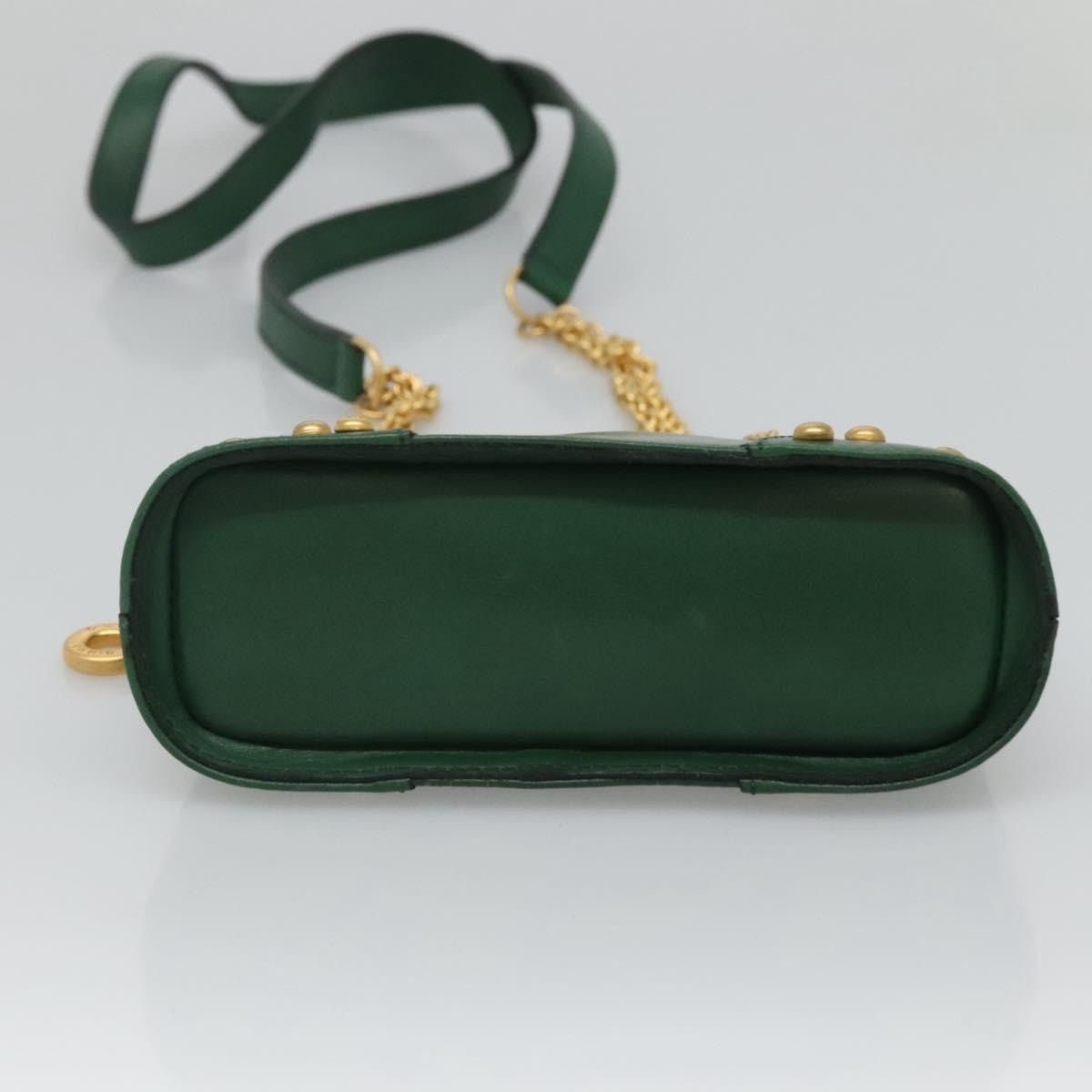 Celine CELINE Chain Shoulder Bag Leather Green Gold Size ONE SIZE - 9 Thumbnail
