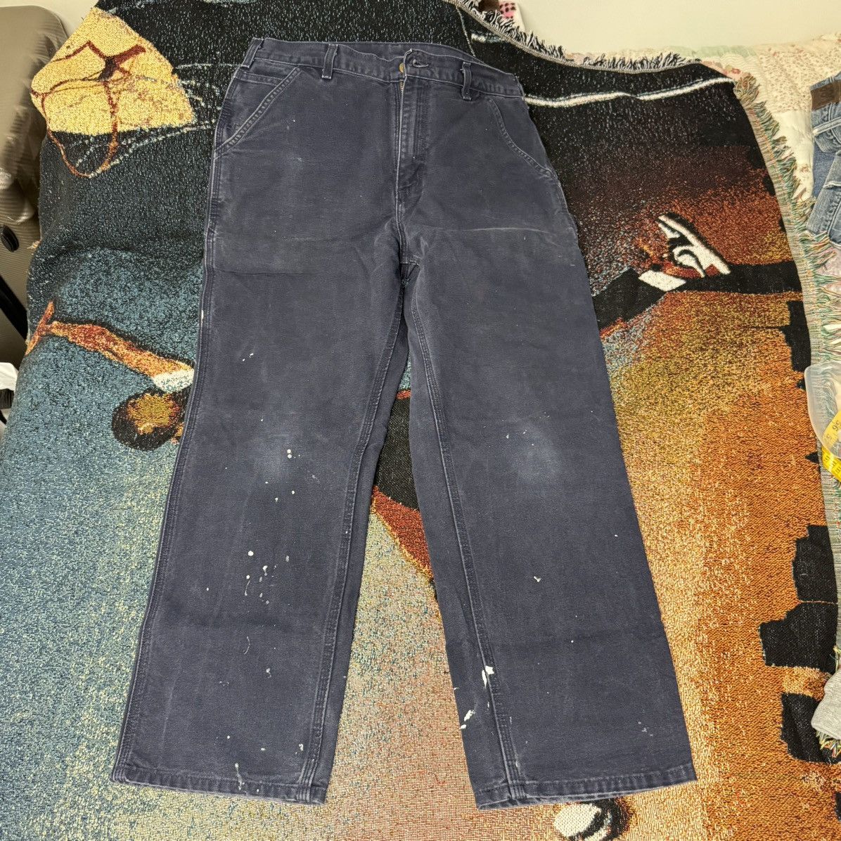 Carhartt × Vintage VITNAGE CARHARTT UTILITY WORK PANT NAVY BLUE Size US 34 / EU 50 - 2 Thumbnail