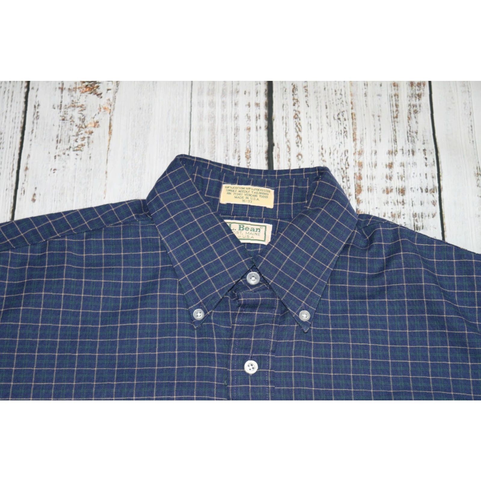 Vintage Vintage LL Bean Men's Plaid Shirt Navy Blue 90s Button-Front Casual L Size US L / EU 52-54 / 3 - 2 Thumbnail