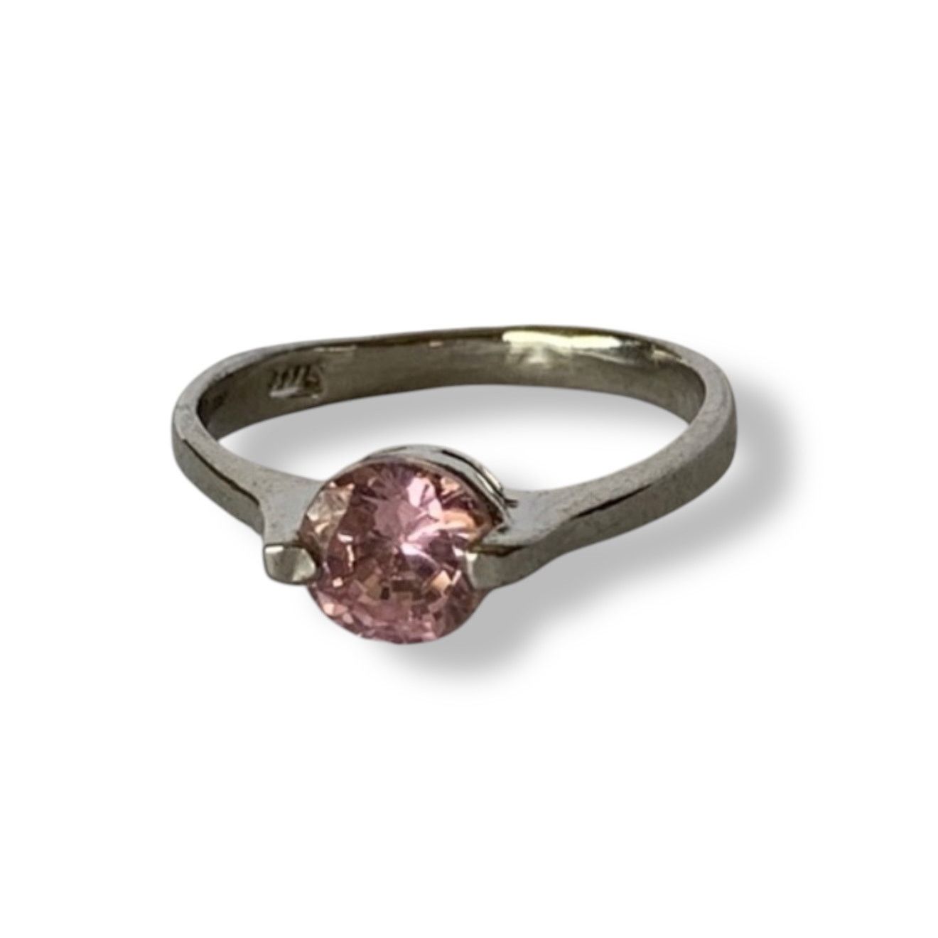 Other Pink Round Sapphire Solitaire Silver Ring Size 6 Size ONE SIZE - 3 Thumbnail