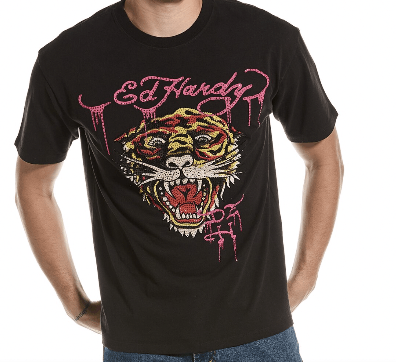 image of Ed Hardy Retro Tiger Tee in Black, Men's (Size XL)