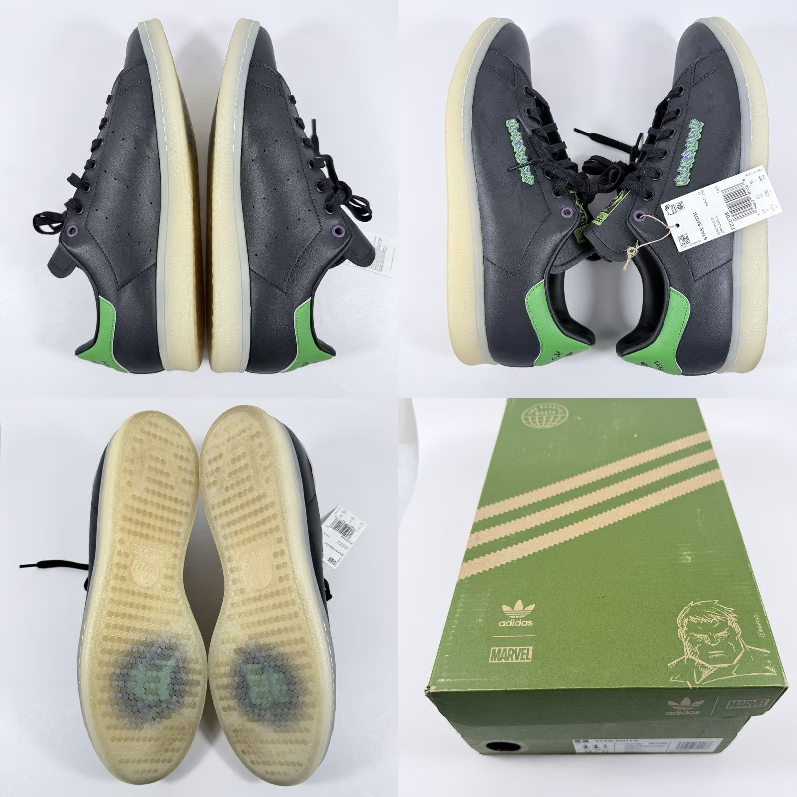 Adidas adidas Originals Marvel Stan Smith Hulk Smash FZ2708 Mens Size 11.5 New In Box, Leather, Low Top, Classic, Retro, NOS, DS, Rare, 2021 Release Size US 12 / EU 45 - 8 Thumbnail