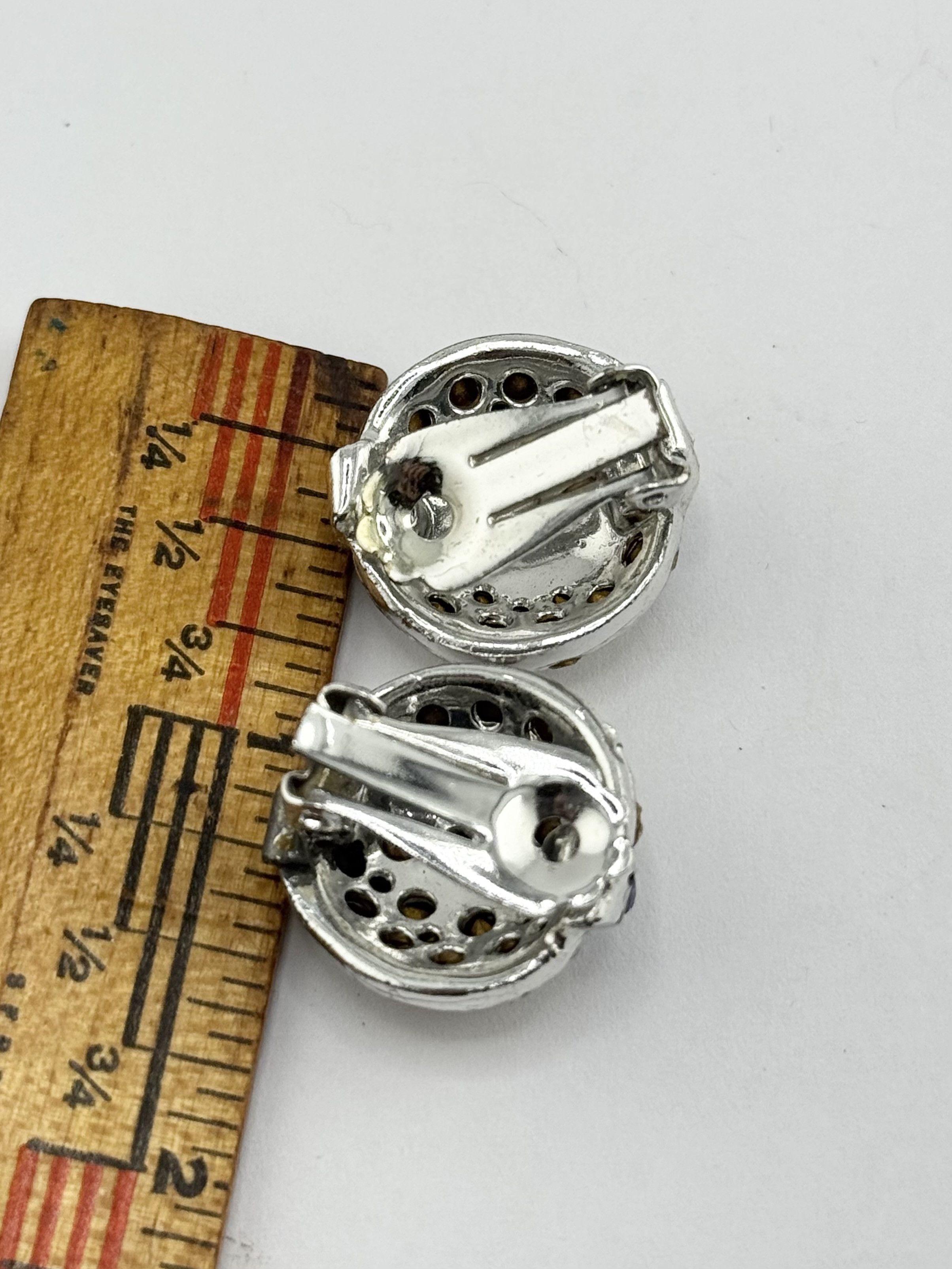 Vintage Vintage blue rhinestone circle clip on earrings Size ONE SIZE - 3 Thumbnail