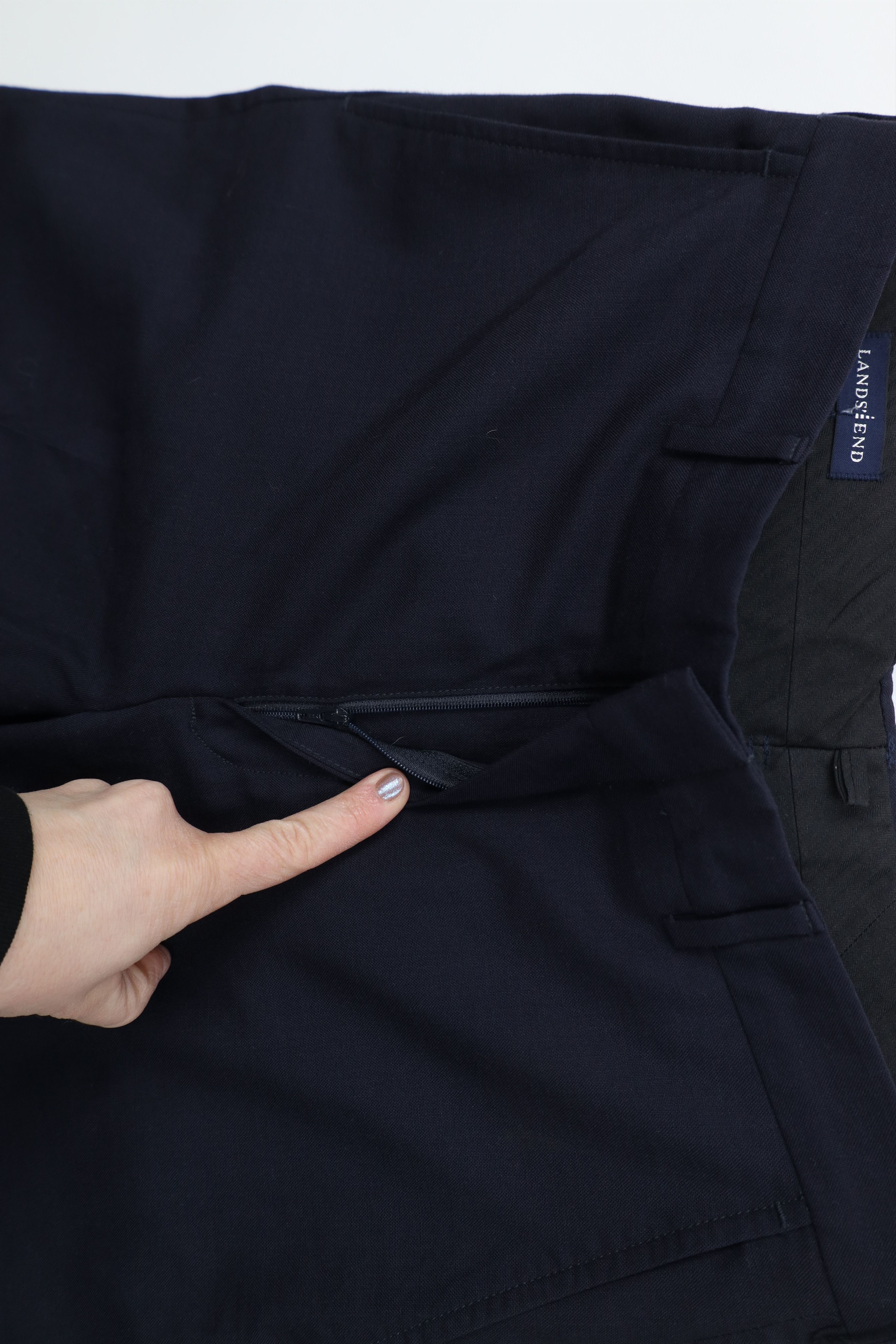 Lands' End Vintage 90s Lands End Cuffed Wool Knit Chino Pants Navy Blue Size US 32 / EU 48 - 6 Thumbnail
