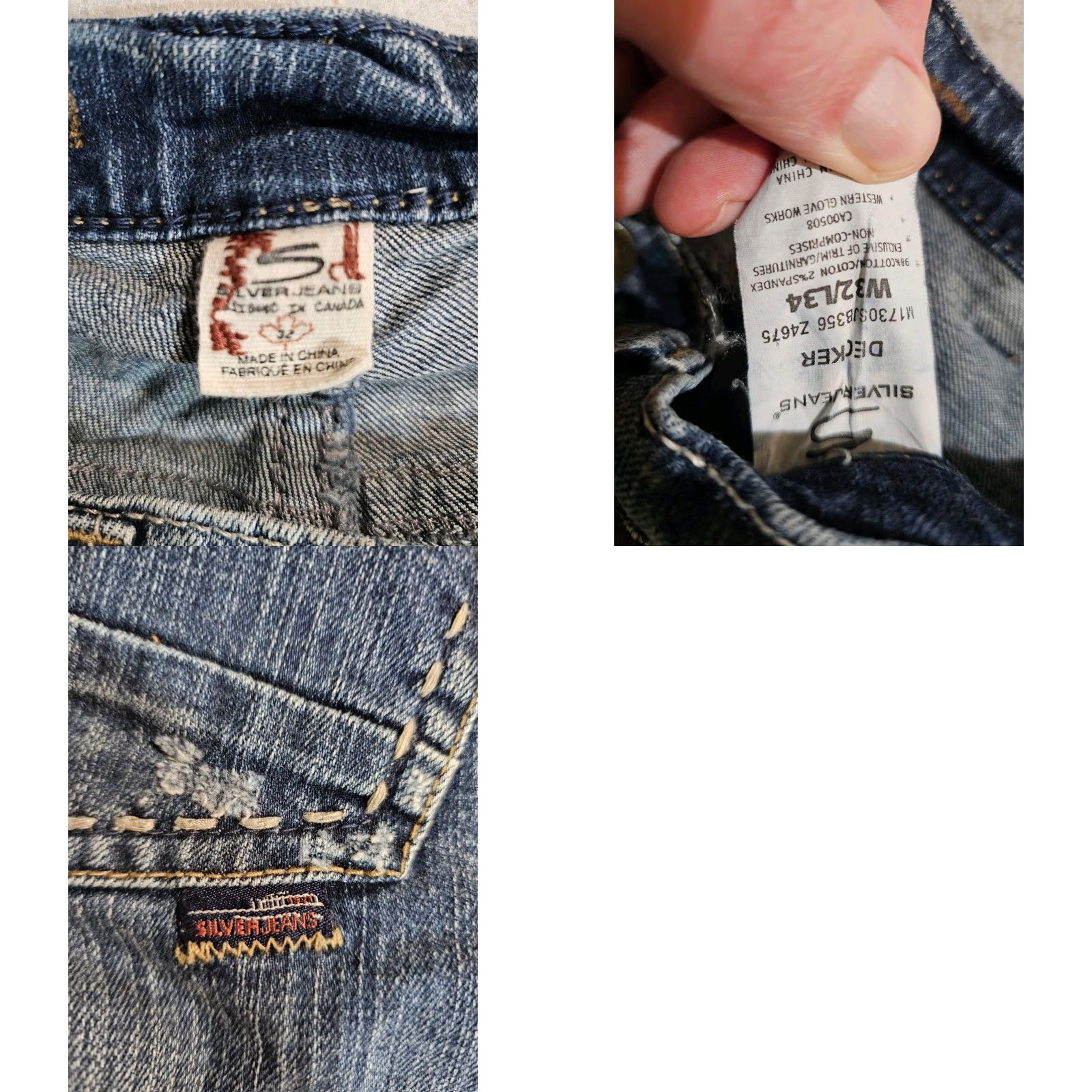 Silver Jeans Co. VINTAGE Silver Jeans Blue Flare Bottom 90s Faded Denim Women's 32x34 Jeans Size 24" / US 00 / IT 34 - 9 Thumbnail