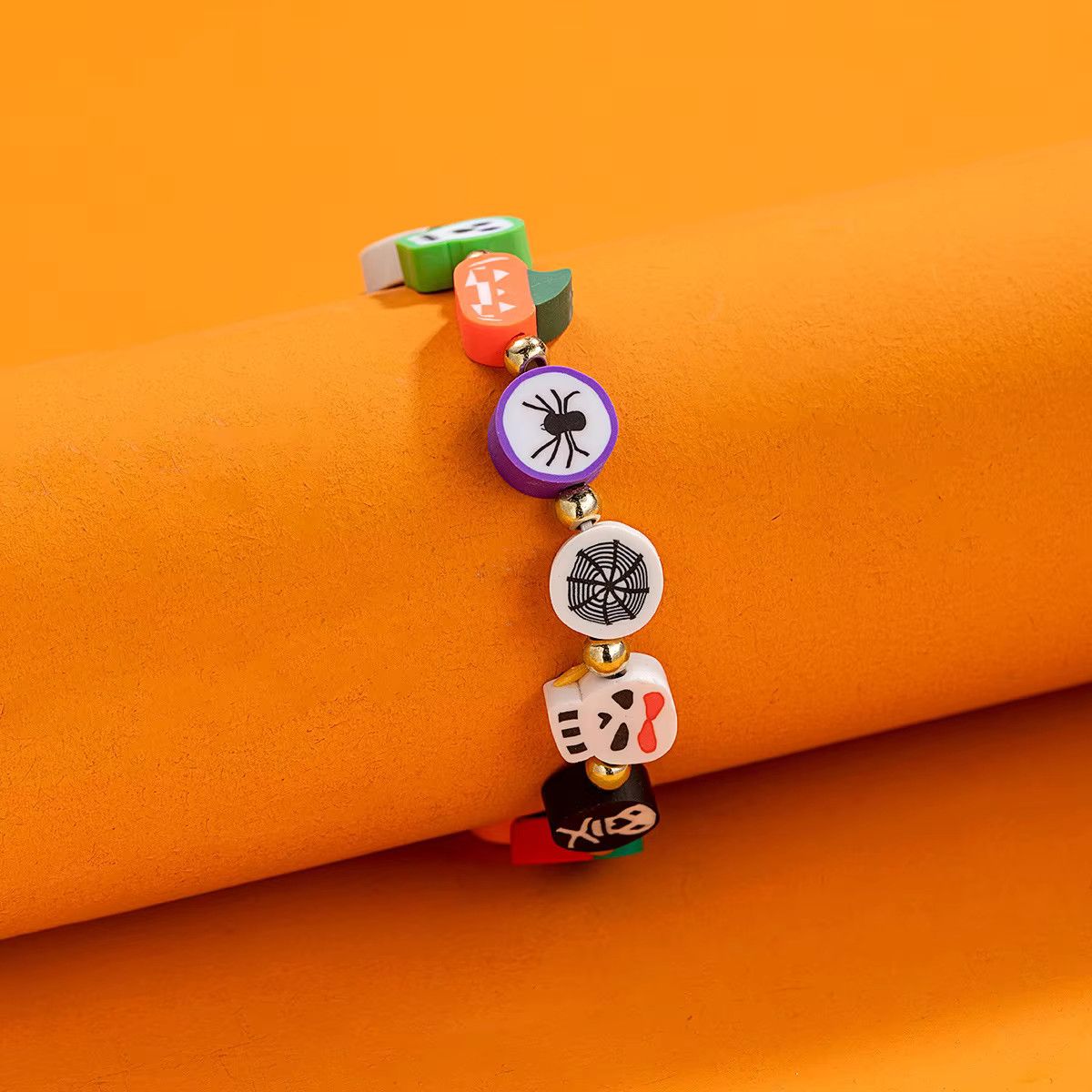 Jewelry Pumpkin Skull Ghost Spider Beaded Bracelets Size ONE SIZE - 3 Thumbnail