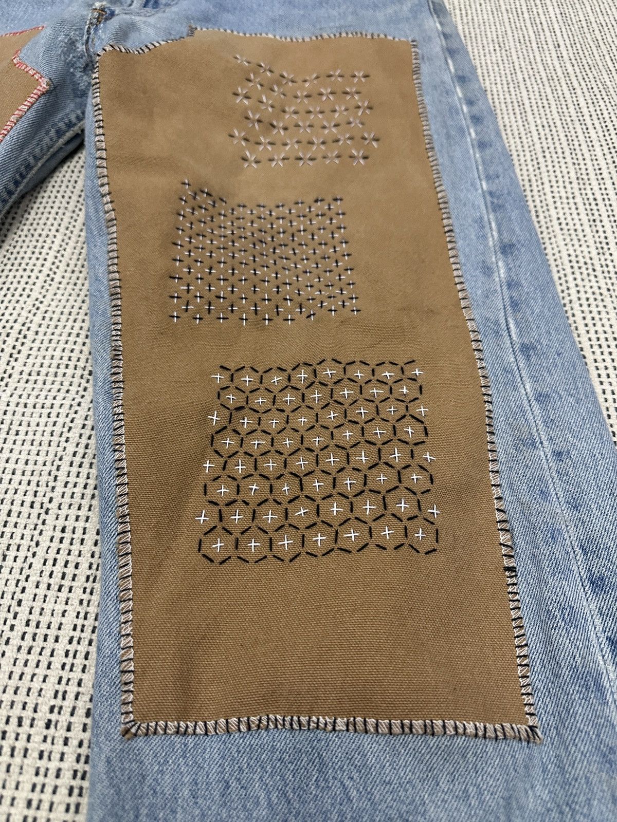 Levi's 🔥 Levis 501 Patchwork Sashiko Reworked Size US 34 / EU 50 - 4 Thumbnail