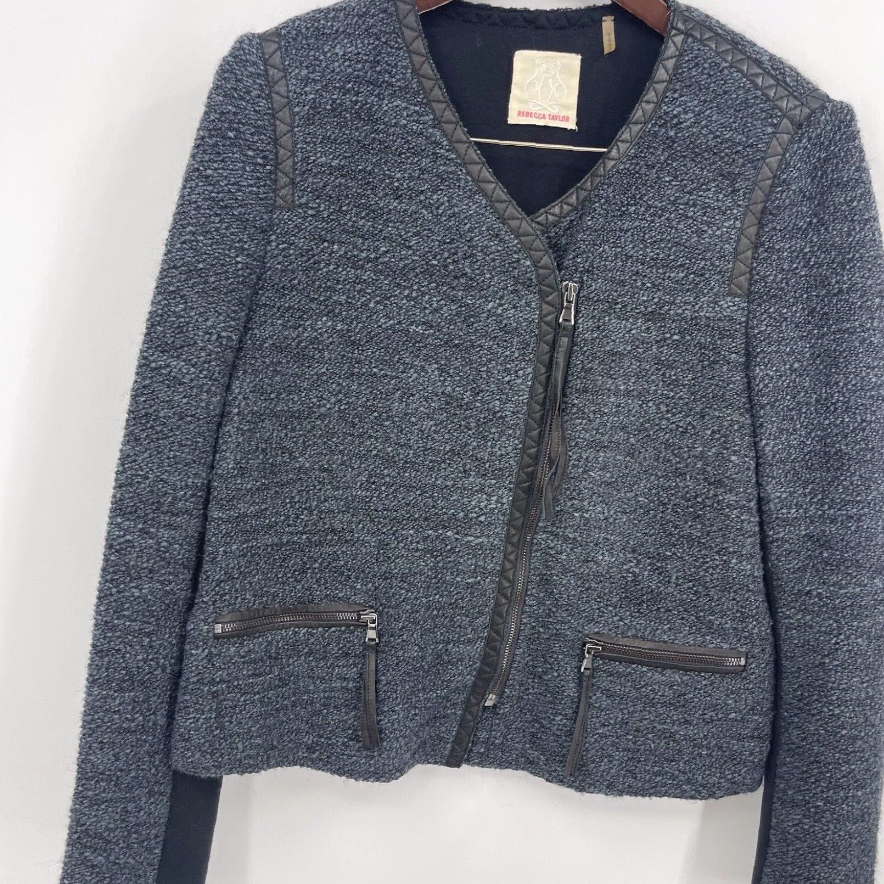 Rebecca Taylor VINTAGE Rebecca Taylor Blue Wool Tweed Blazer Women M Classic Wool Blend Formal Office Casual Size M / US 6-8 / IT 42-44 - 3 Thumbnail