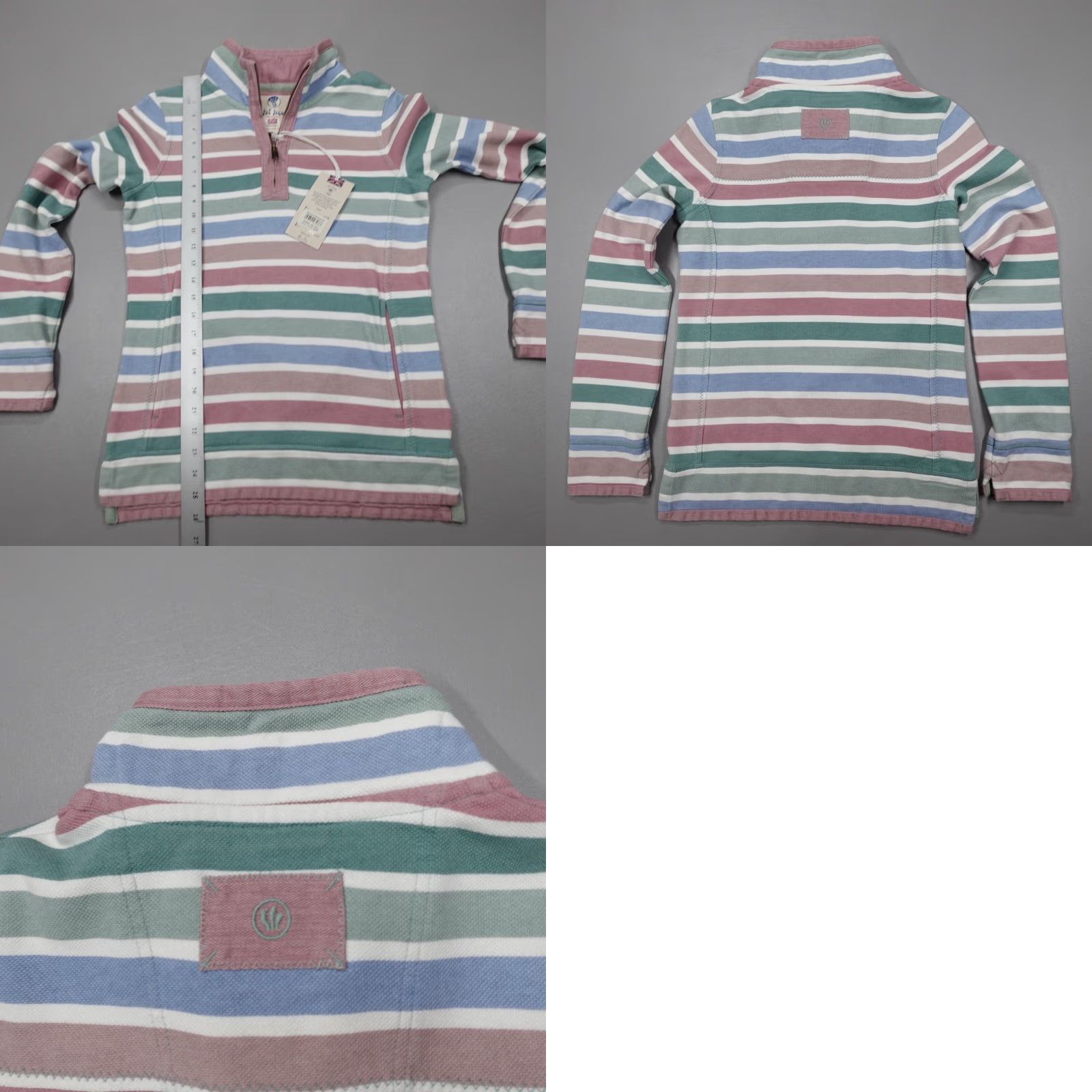 FatFace Fat Face Jumper AIRLIE Rose Pink Striped 1/4 Zip 100% Cotton Collared Size 2 Size XS / US 0-2 / IT 36-38 - 8 Thumbnail