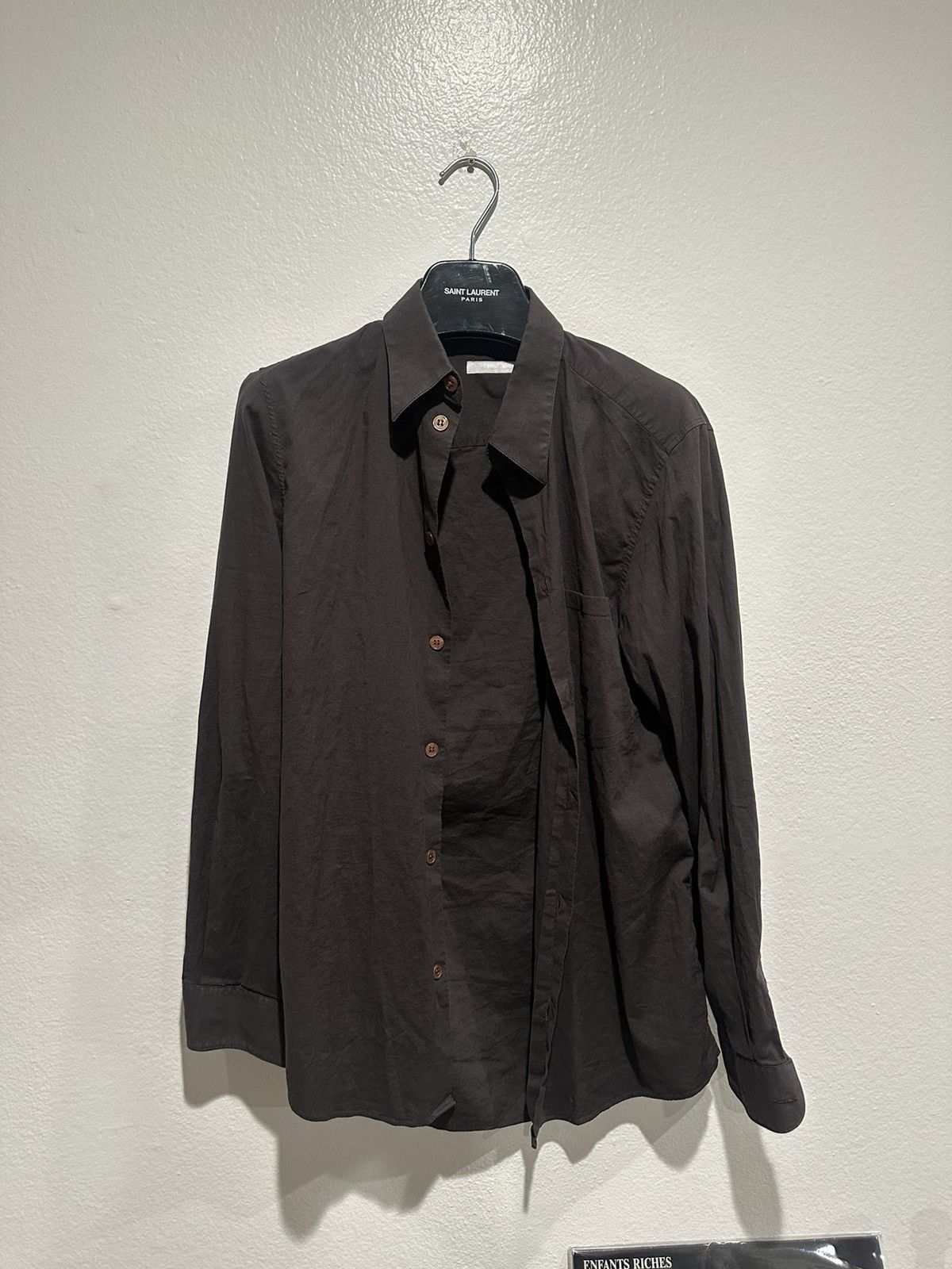 image of Helmut Lang Button Up Dress Shirt 37 in Brown, Men's (Size Small)