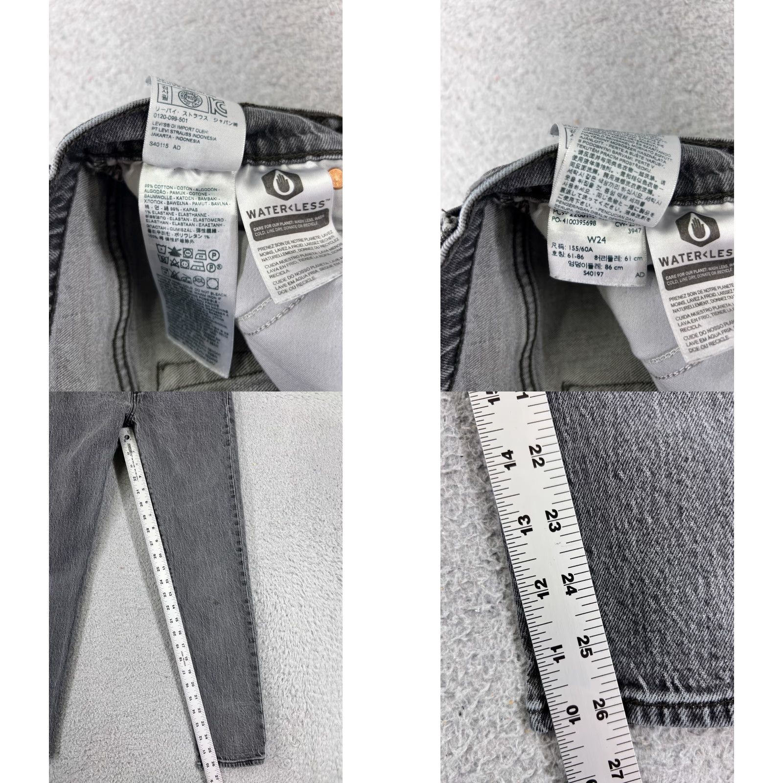 Levi's Levis Premium Womens Jeans 24 Black Denim Wedgie Button Fly 23x26 Size 42" / US 20 - 8 Thumbnail