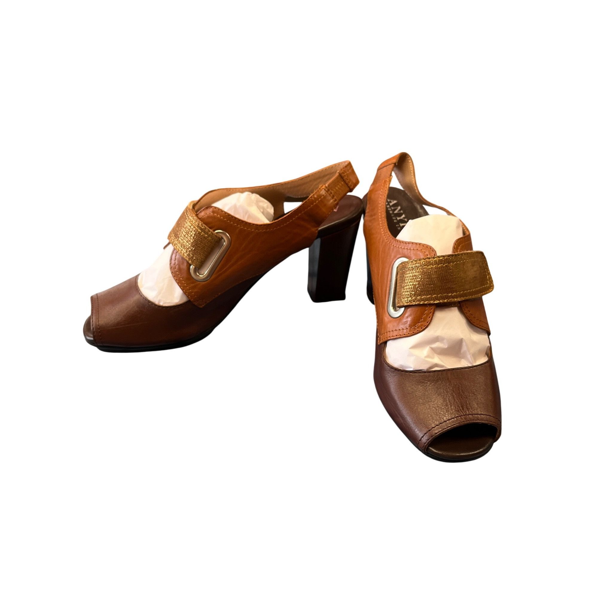 Other Anyi Lu Womens Brown Leather Slingback Heals Sz 38 SKU 8947 Size US 8 / IT 38 - 1 Thumbnail