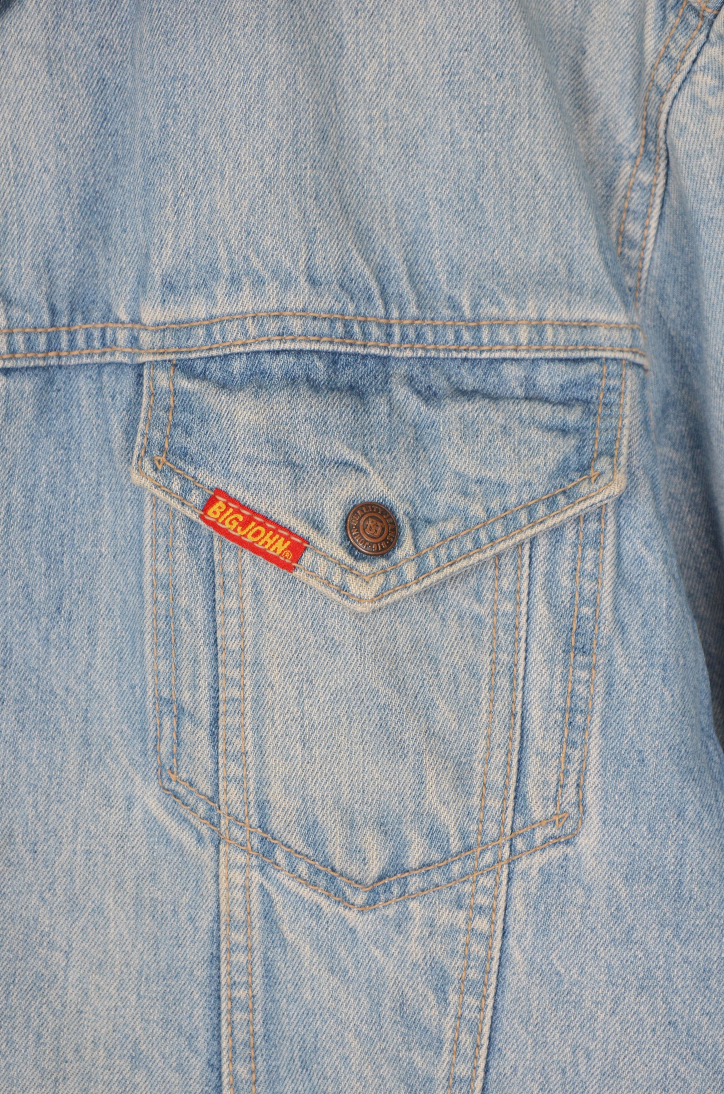 Big John × Vintage Vintage 90s Big-John Denim Trucker Sherpa Blue Jacket RARE Size US L / EU 52-54 / 3 - 7 Thumbnail