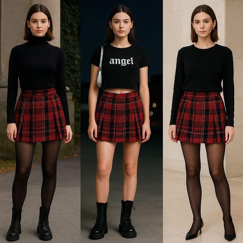 NBD NBD Women’s Tweed Mini Skirt Red Black S Plaid Y2K Dark Acad Size 27" / US 4 / IT 40 - 1 Thumbnail