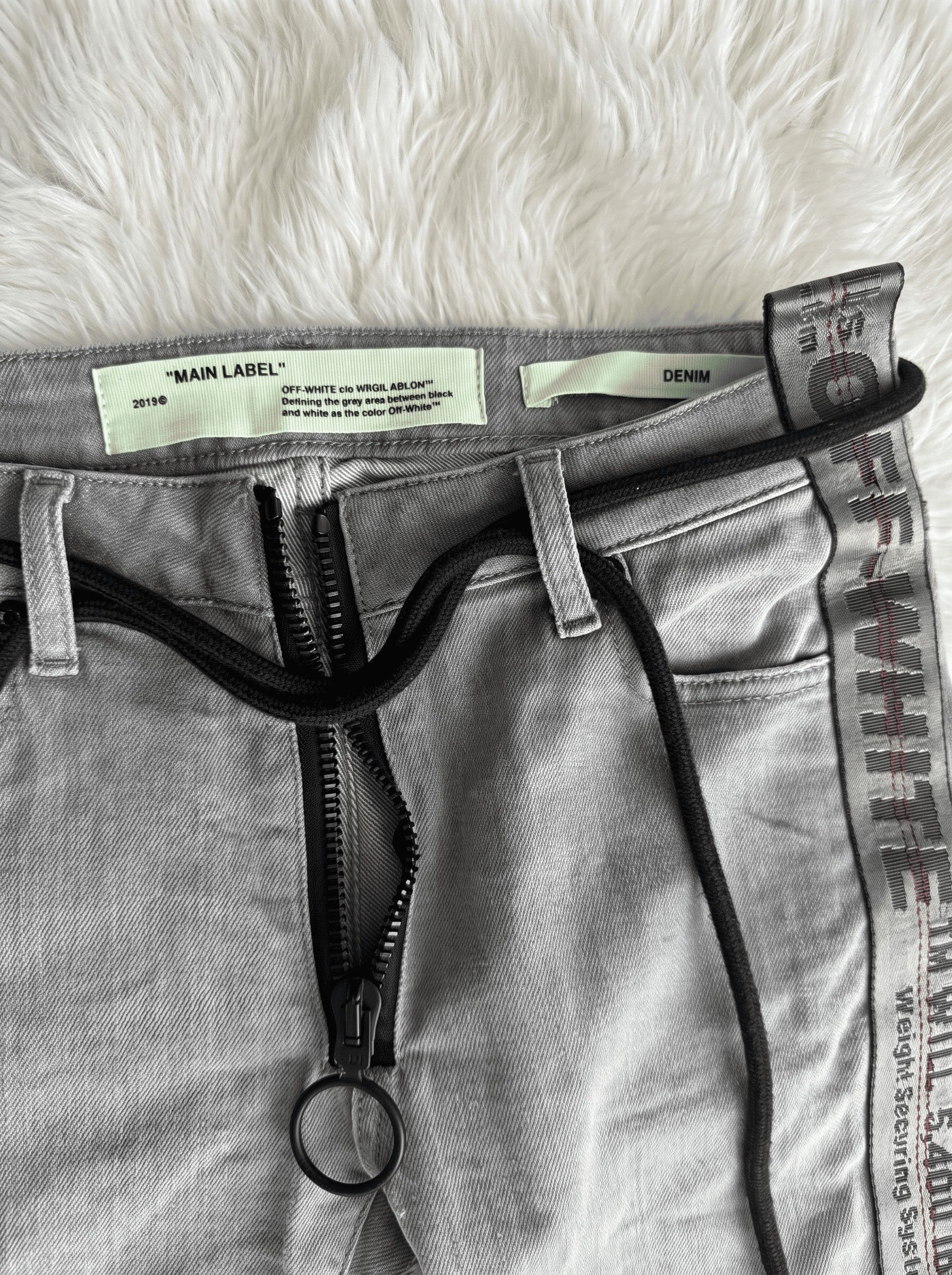 Off-White Off-White Diag Strap Skinny Denim Pants Grey Size 26 Size 26" / US 2 / IT 38 - 1 Thumbnail