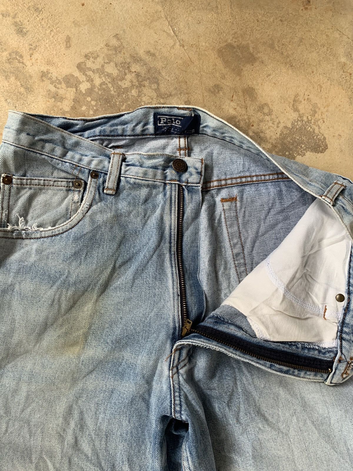 Polo Ralph Lauren × RRL Ralph Lauren × Vintage Vintage‼️Polo Ralph Lauren zip Talon 42 Distressed Denim Size US 31 - 15 Thumbnail