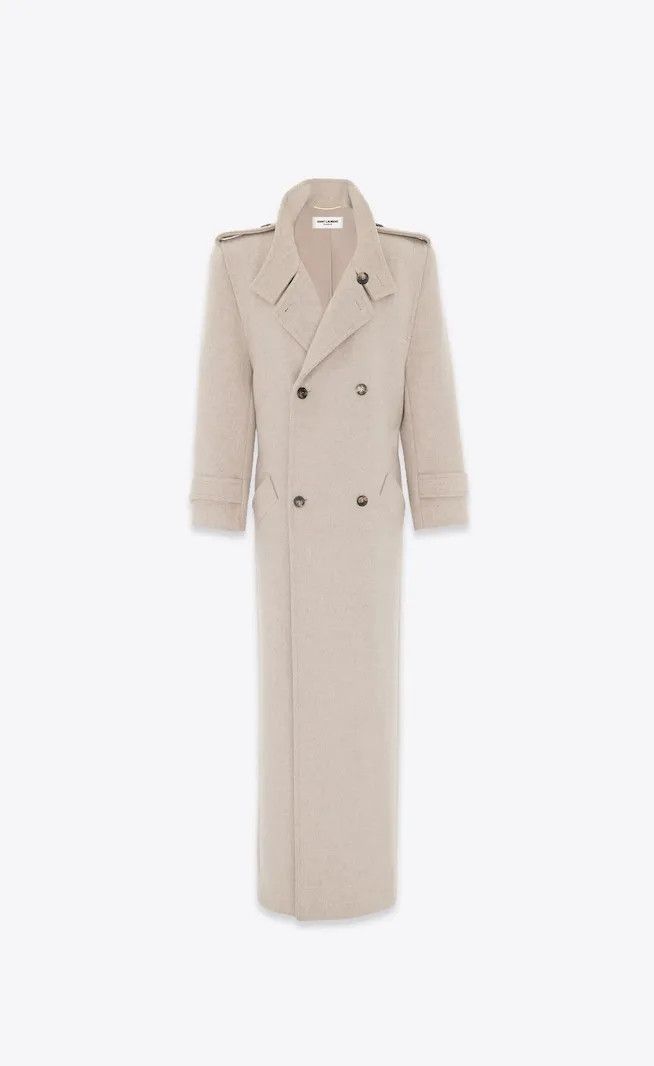 Saint Laurent Paris o1bcso1str1124 Coat in Beige Size S / US 4 / IT 40 - 3 Thumbnail