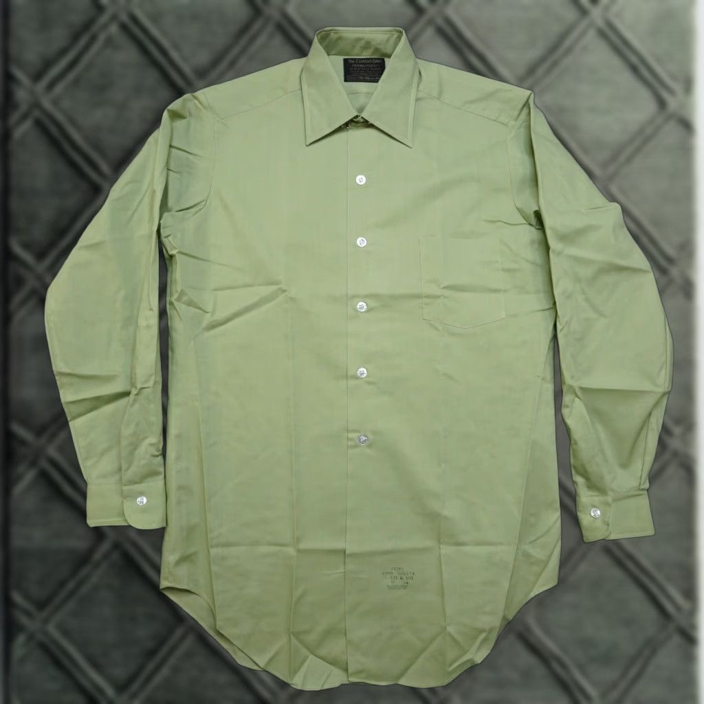 Sears VINTAGE Sears Shirt 15 34 Green 70s Men’s Button-Front Cotton Blend NWT Vintage Sears Men’s Store Shirt 15 34 Green Perma Prest Dress Comfort Size 40R - 1 Thumbnail