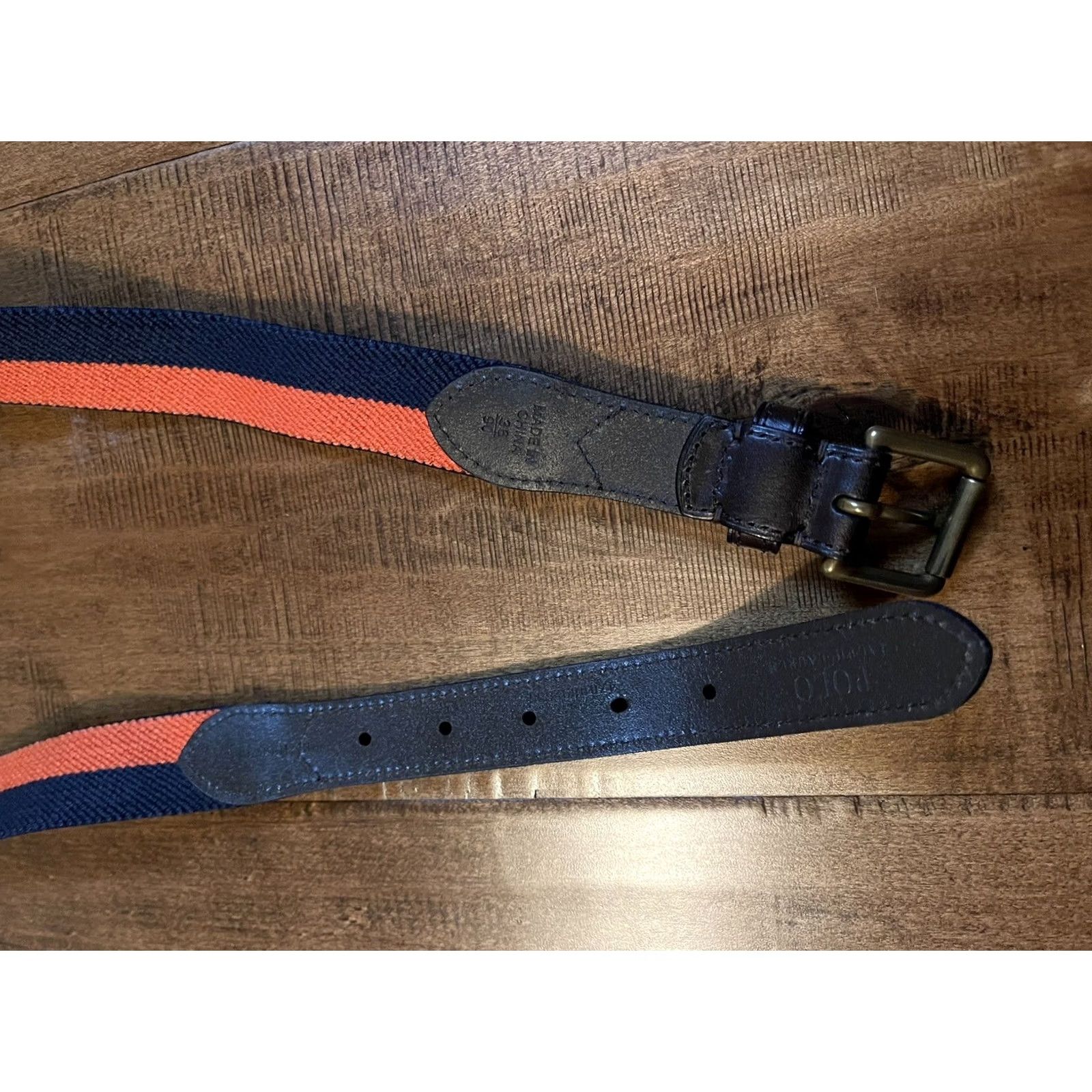 Polo Ralph Lauren Polo Ralph Lauren Golf Belt - Men's 36/90 - Orange Navy Grosgrain Stretch Preppy Leather Trim Size US M / EU 48-50 / 2 - 6 Thumbnail