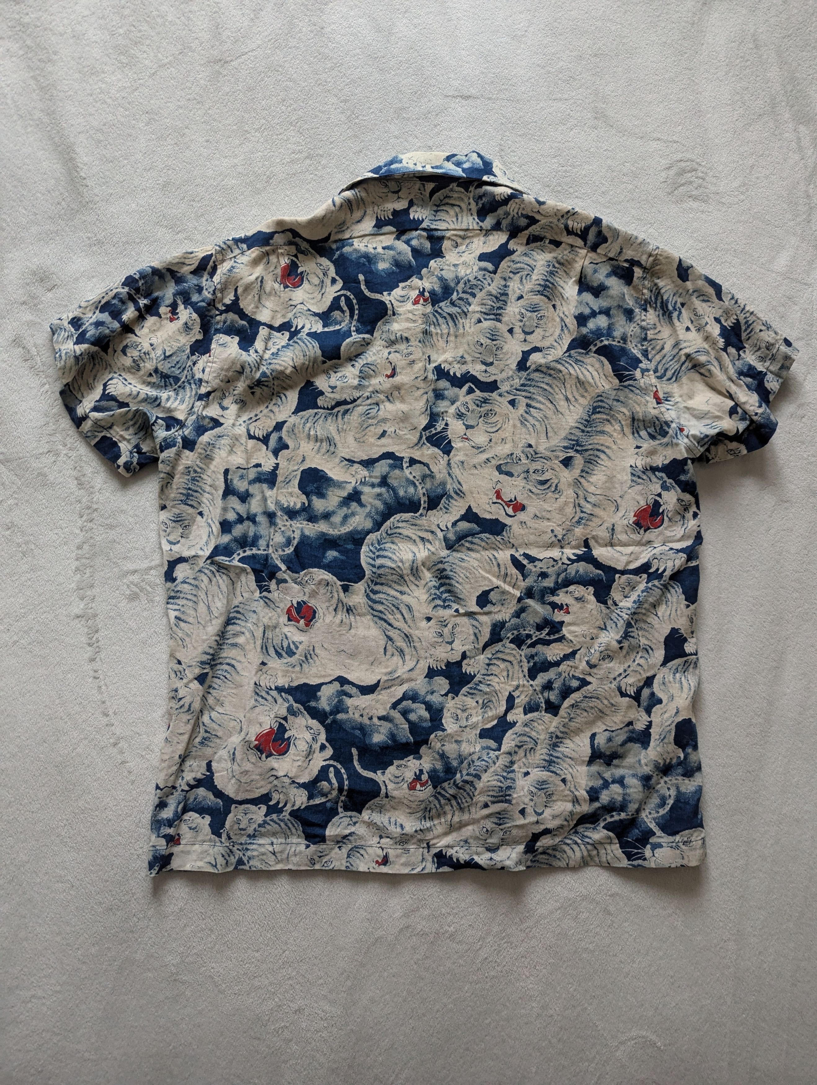 Japanese Brand Short Sleeve Easy Shirt - Indigo Tigers Size US L / EU 52-54 / 3 - 2 Thumbnail