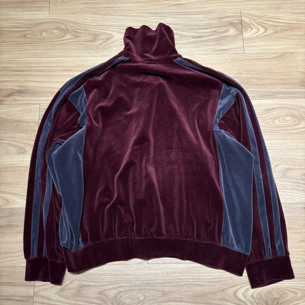 Lad Musician LAD MUSICIAN Velour Track Jacket Burgundy Panel Zip Blouson Size US S / EU 44-46 / 1 - 2 Thumbnail