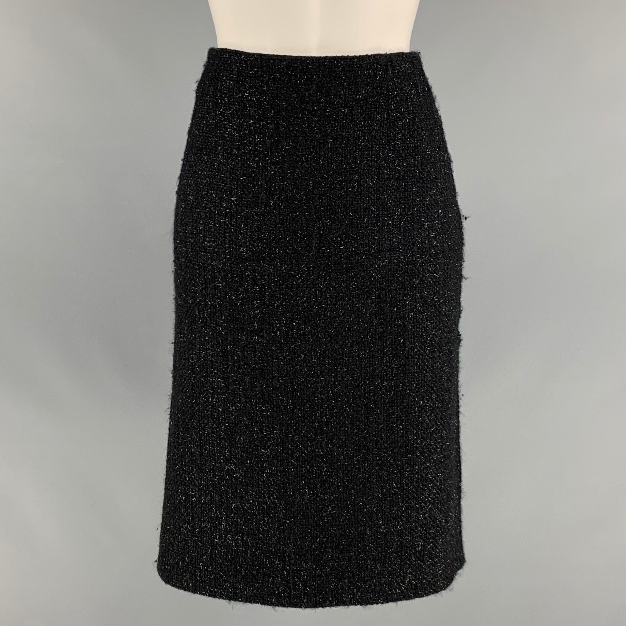 image of Black Shiny Aline Skirt, Women's (Size 30)