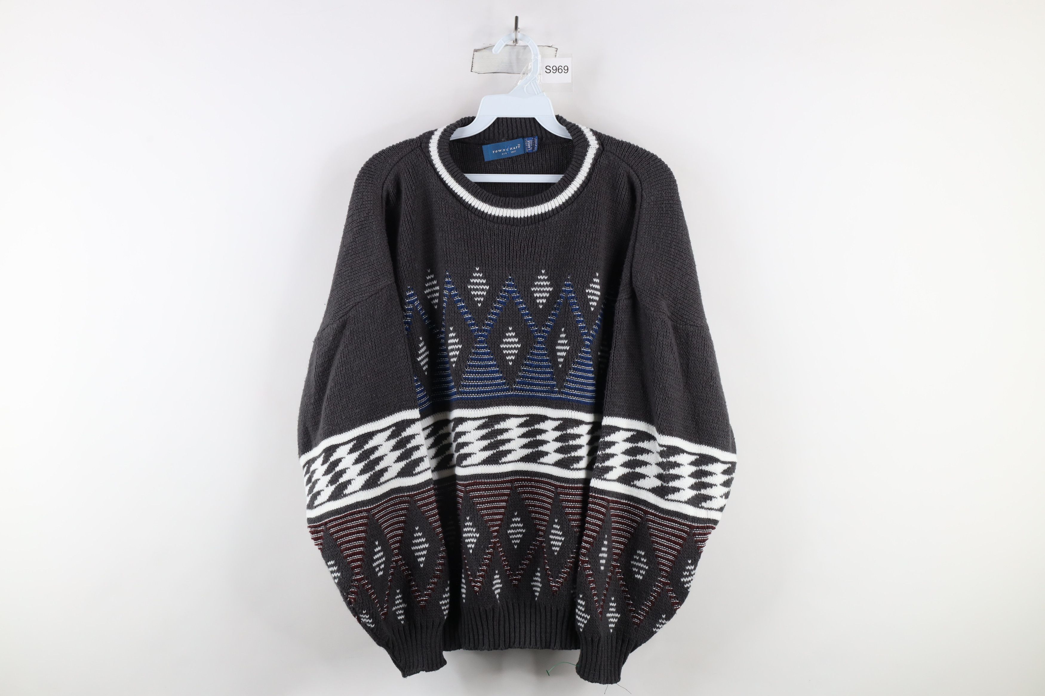 Vintage Vintage 90s Streetwear Diamond Knit Crewneck Sweater USA Size US L / EU 52-54 / 3 - 1 Thumbnail