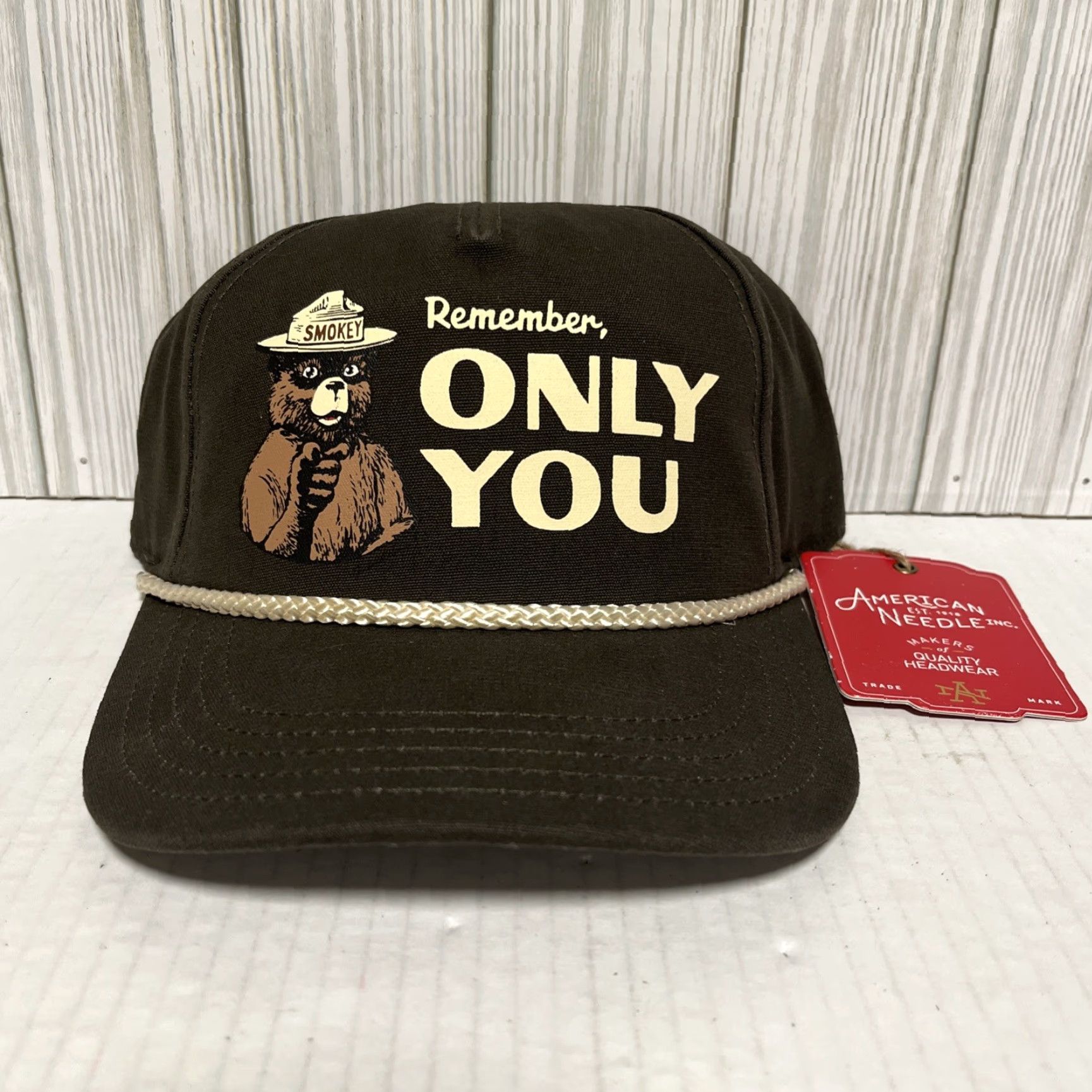 American Needle Smokey The Bear Hat Cap Snap Back Rope Only You Can Prevent Forest Fires Brown Size ONE SIZE - 5 Thumbnail